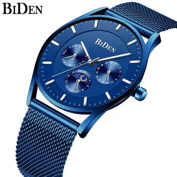 

Luxury Brand Men's Watch Steel Mesh Strap Male Clock Fashion Man Watch Royal Blue Business Chronograph Sports Quartz Wrist Watch