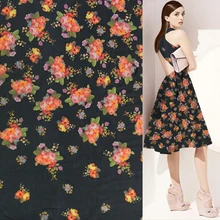 Песок Мыть процесс шелк хлопковая атласная ткань цветочный дизайн мягкое чувство руки, SCT527