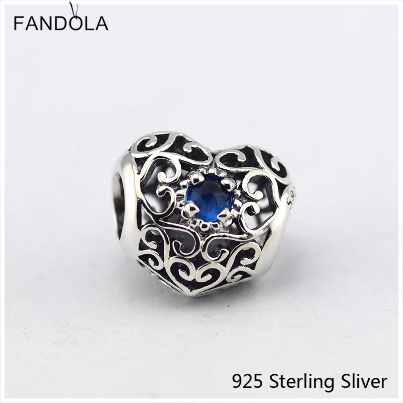 

Fits Pandora Bracelets 925 Sterling Silver Jewelry December Signature Heart, London Blue Crystal Original Chrams CKK