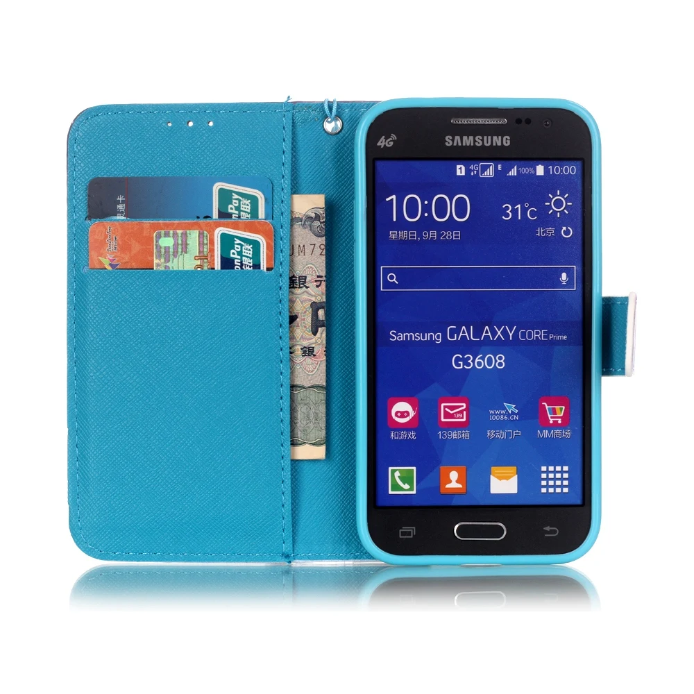 Чехол книжка с 3d рисунком для Samsung Galaxy Core Prime G360H/DS SM G360H G360F/DS G361 G361F кожаный чехол
