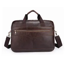 YUNAI Men’s Leather Laptop Bag Brown Briefcase Handbag 14 Inch Business Travel Shoulder Messenger Bag Notebook Computer Bag