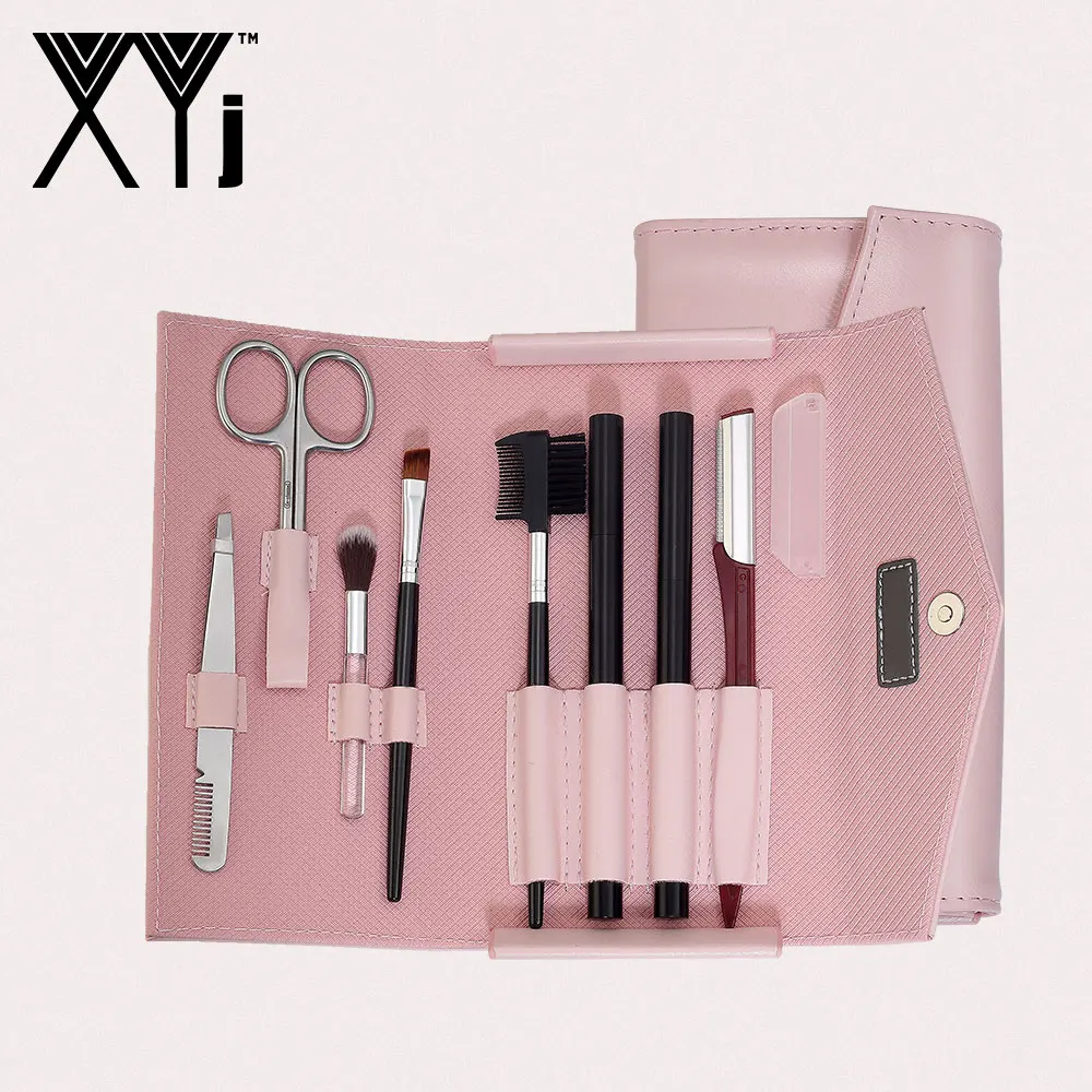 

6pcs/lot + 10 Color Powder Eyebrow Set Makeup Tool Kits Eye Palette Brow Powder + Wax + Pencil + Stencil + Gel + tweezer + Brush