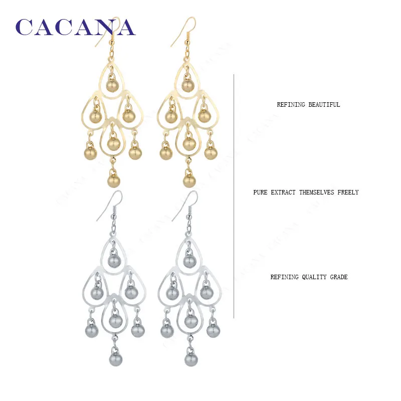 CACANA Dangle Long Earrings For Women Beautiful Round Water Drop Bijouterie Hot Sale No.A111 A112
