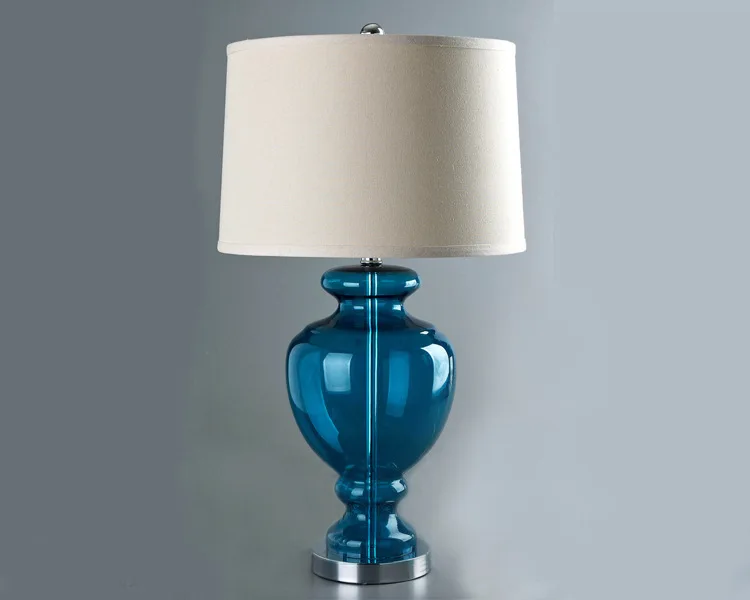 TUDA светодиодный настольный светильник из голубого стекла, настольная лампа для гостиной, спальни, Кабинета из кованого железа, настольная лампа E27 110 В 220 В