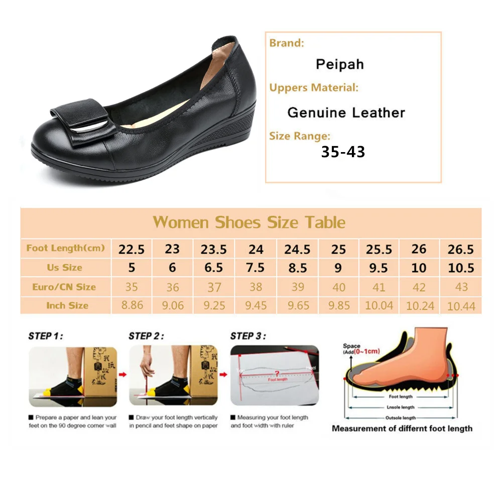 PEIPAH/ г. Весенняя женская обувь из натуральной кожи на плоской платформе, большие размеры 35-43 Повседневная обувь на танкетке женская обувь на толстой подошве