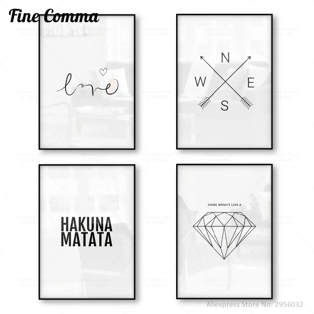 

Scandinavian Poster Canvas Print HAKUNA MATATA Wall Art Love Poster Minimalism Geometric Canvas Painting Home Decoration Picture