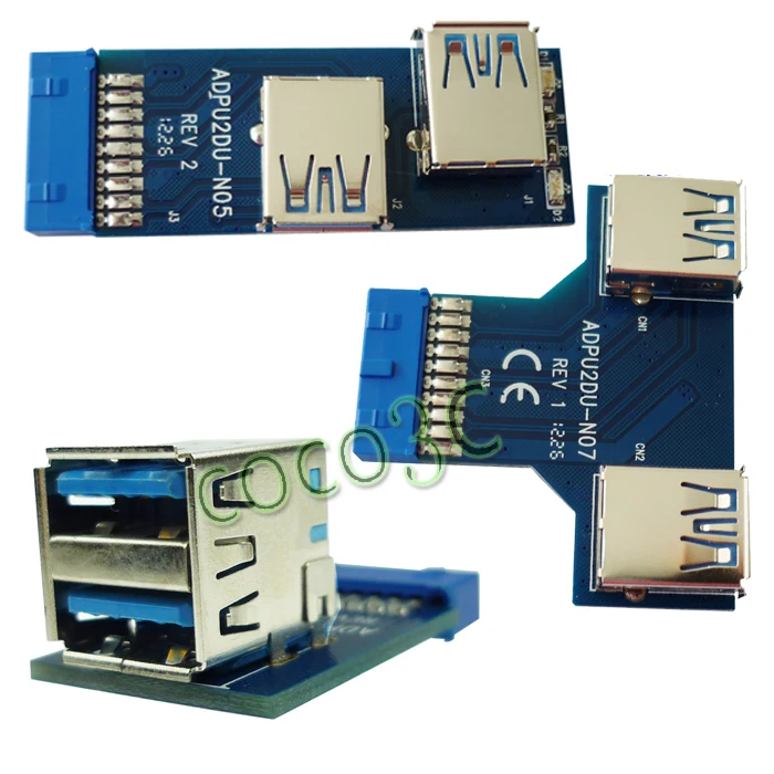 Бесплатная доставка разная форма usb концентратор 19pin USB 3 0 двойной женский порт