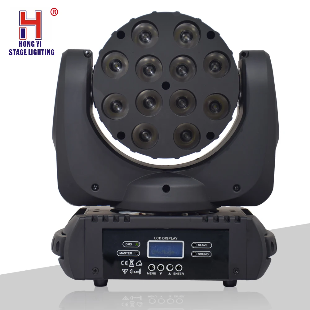 

12x12W DJ Lights Moving Head Stage Lights Strobe RGBW 15Channel DMX512 Sound Activated for Party KTV Bar Show