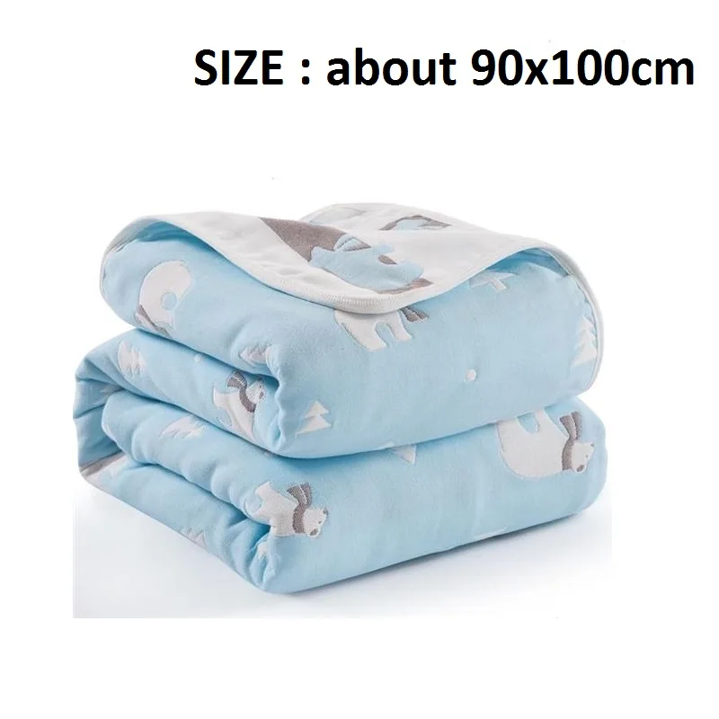 blue bear90x100cm Многофункциональное детское одеяло, шестислойное Хлопковое одеяло, Пеленальное Одеяло для новорожденных, дышащее влажное одеяло для сна, диванное одеяло для отдыха покрывало для сна - Цвет: blue bear90x100cm