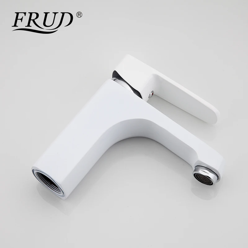 Preise Frud moderne weiß bad leuchte messing Spray farbe armaturen wc wasser becken waschbecken wasserhahn heiße und kalte wasser bad mischer r10301 2