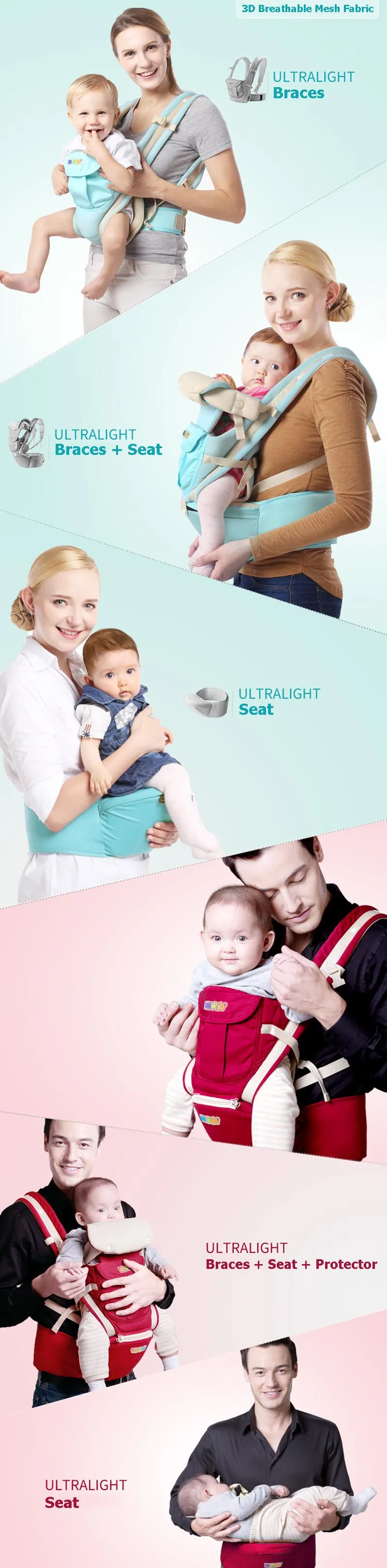 Baby Carrier Multifunction Cotton Hip Seat Baby Care Ergonomic Design Toddler Sling Wrap Rider Infant Protection Backpack BB3047 (13)