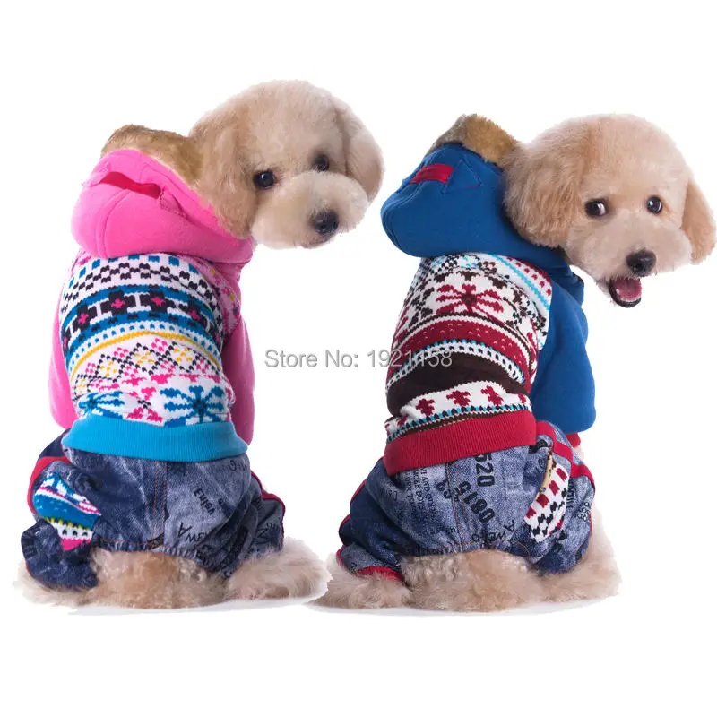 New Warm Pet dog cotton clothes Winter Lovely printing dog coat clothes four legs
