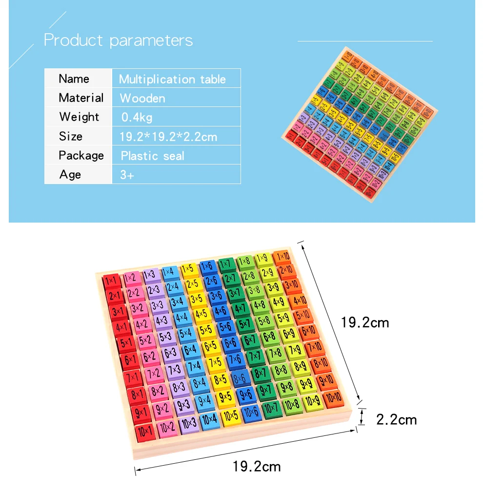 Детские деревянные игрушки 99 Таблица мультипликации математические игрушки 10*10 фигурные блоки Детские Обучающие подарки Монтессори