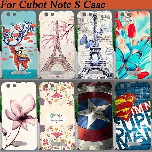 

For Cubot Note S Case Cover,High Quality 10 Patterns Colored Deer Flowers Eiffel Towers Hard PC Case For Cubot Note S 5.5" Cover