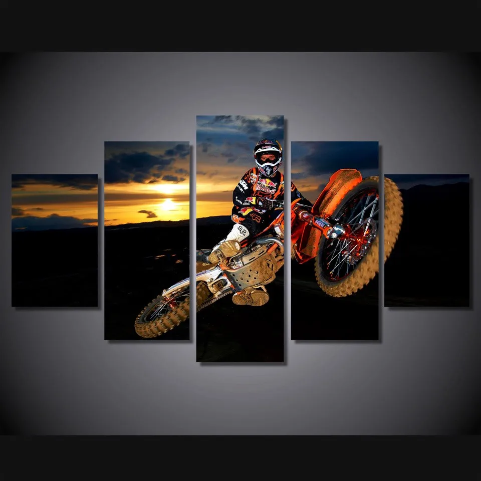 5 Pcs/Set Framed HD Printed Best Action Motocross Sports Wall Art Print