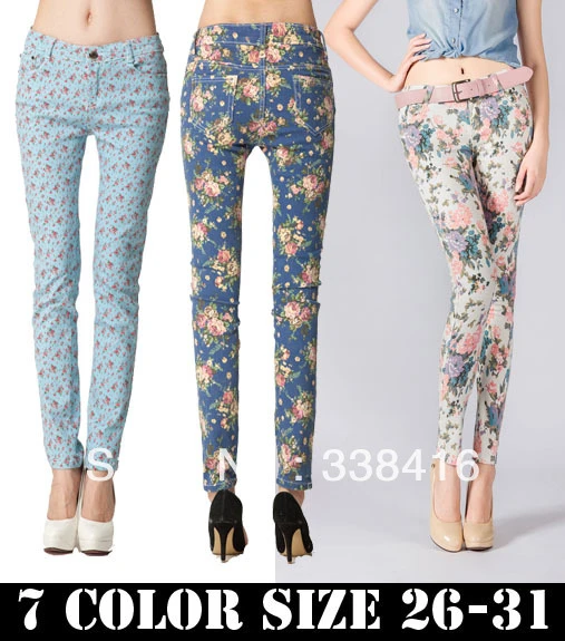 jeans flower print