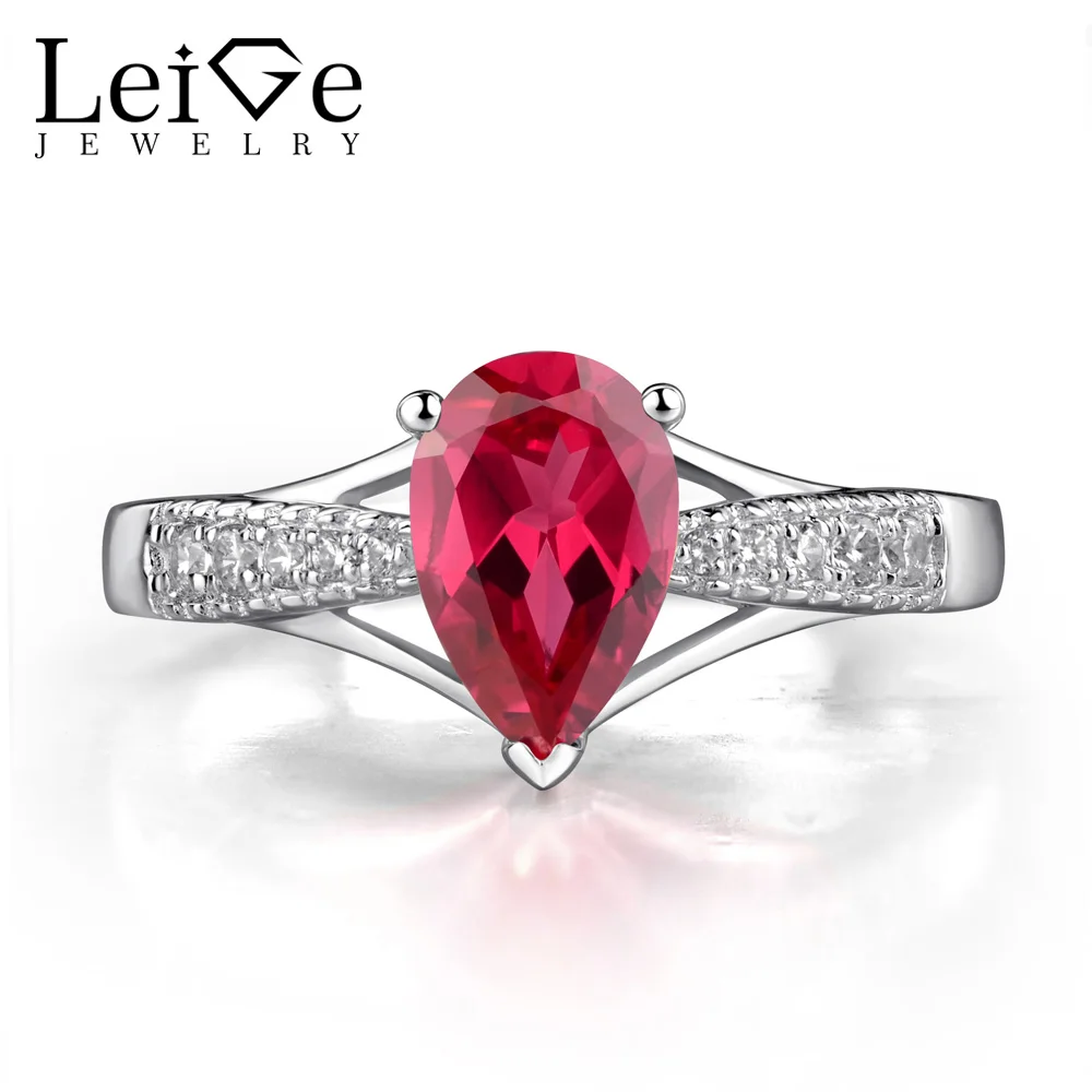 Женское кольцо из серебра 925 пробы с красным камнем|ring for|rings for womenring pear |