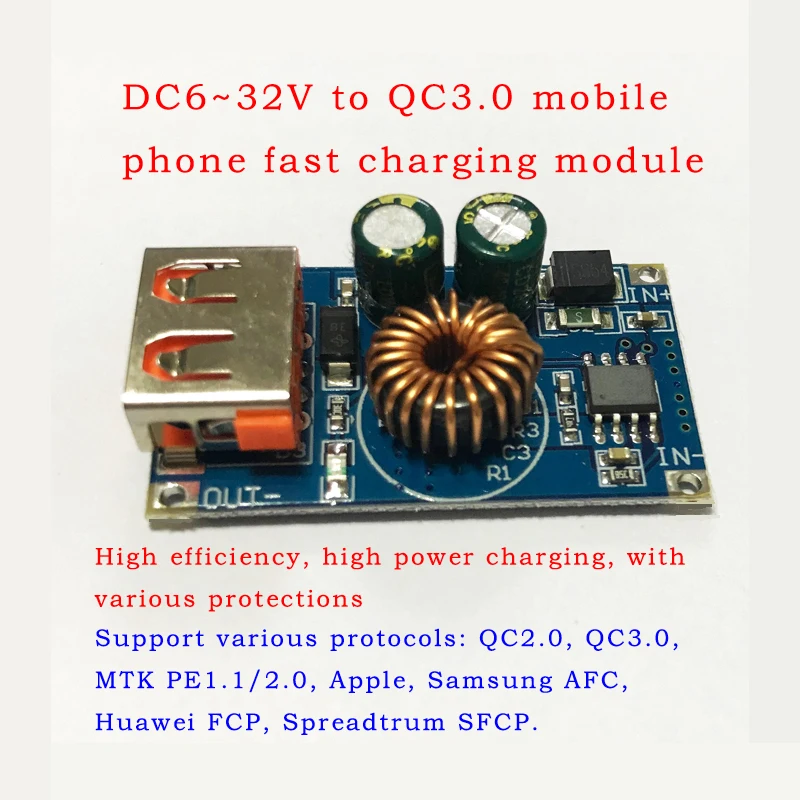 12V24V до 5В USB Поддержка устройство, док-станция Qualcomm QC3.0 максимальная 24 W Регулируемый Мощность модуль преобразователя Input6V-32V QC2.0 AFC BC1.2 sfcp