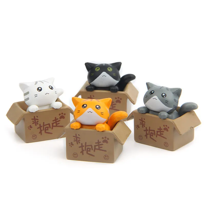 

4pcs/set Cartoon Cheese Cat Seek Nurturing Anime Sets Action Figure Model DIY Toys For Children Kids Christmas Toys Girls Gifts