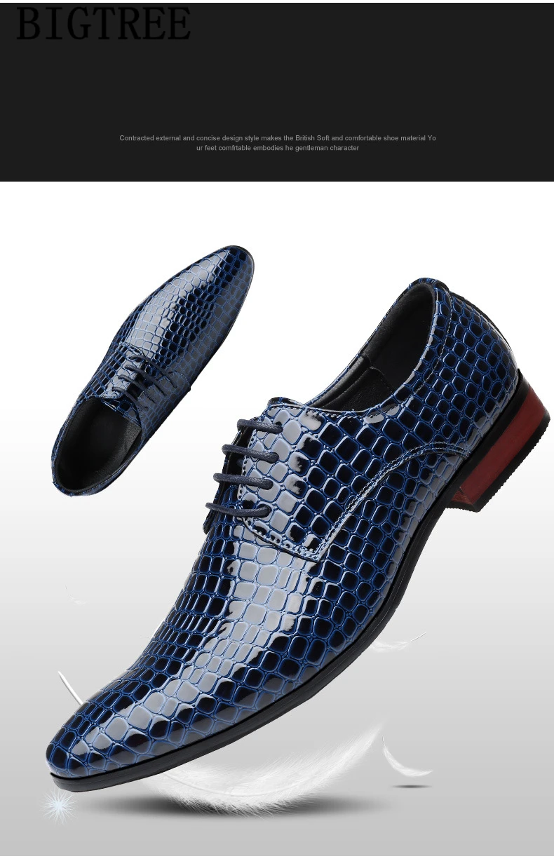 Мужская обувь из лакированной кожи, деловая обувь, мужская классическая итальянская модная обувь из крокодиловой кожи, мужская элегантная