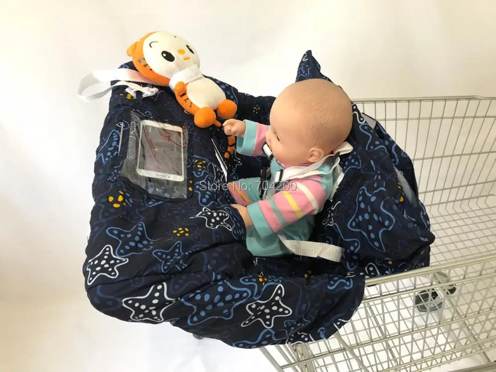 Премиум Starfish Multifunctional 2-in-1 Shopping Cart Seat Cover высокий Чехол для стула для малышей и младенцев-Starnight темно-синий