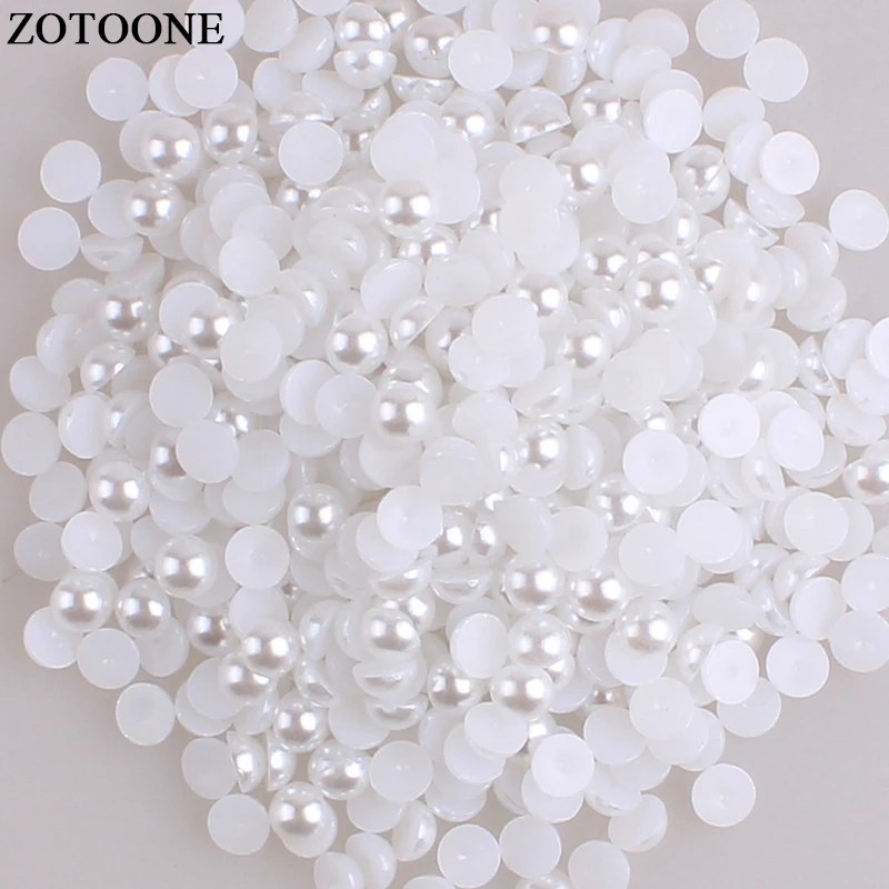 ZOTOONE Flatback Pearl Beads Multicolors ABS Resin Half Round Pearls For Nail Art Applique Strass DIY Nails Rhinestones Crystal