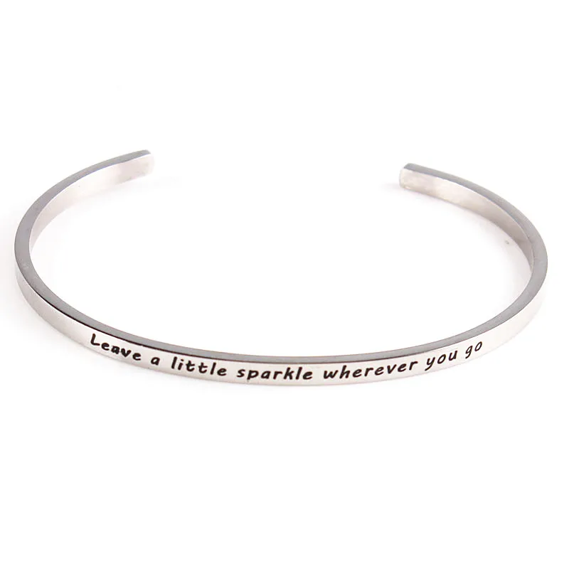 

Melone Jewelry stainless steel engrave positive inspirational quote cuff bracelet mantra bangle for women