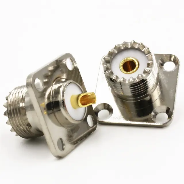 UHF Female SO239 Panel Chassis Mount Flange Deck Mount Square Shape