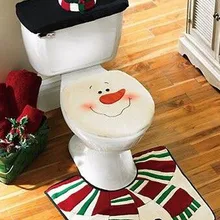 Снеговик Туалет Seat обложка+ ковер Ванная комната Комплект ковриков для Рождественская сиденье для унитаза Чехлы рождественские украшения для дома 2 компл./лот