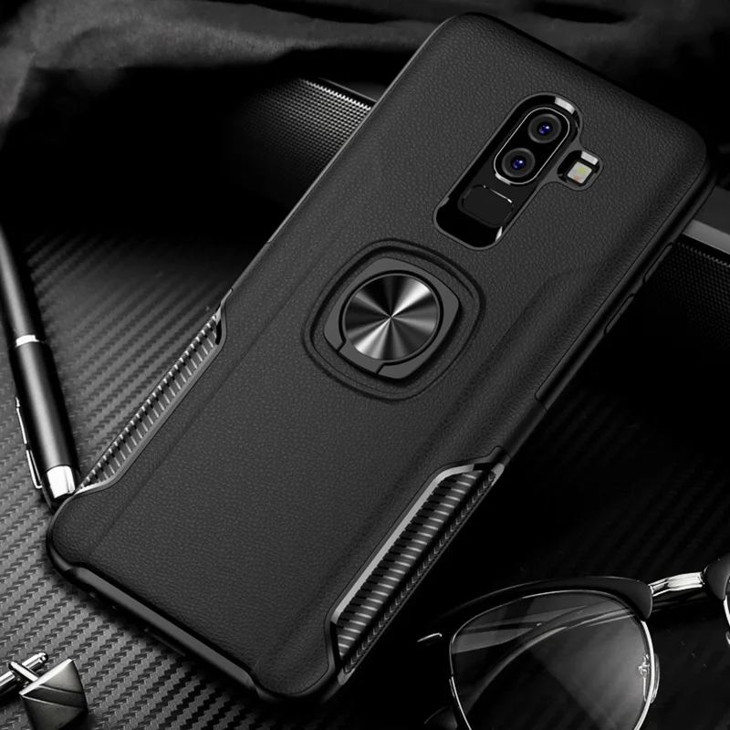 

with Ring Holder Stand Shockproof Armor Case For Samsung Galaxy J4 J6 J8 2018 Metal Bracket Cover Cases For J6 J4 Plus Pirme
