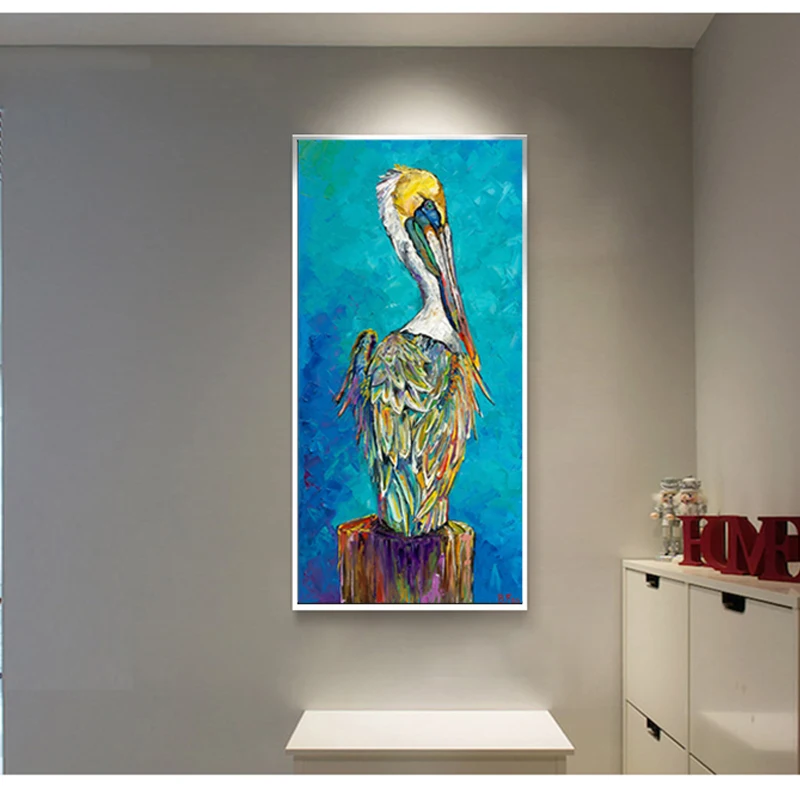 WANGART вход Северный плакат синяя птица животных картина маслом холст печати украшение стены картину для гостиная настенный поп-арт