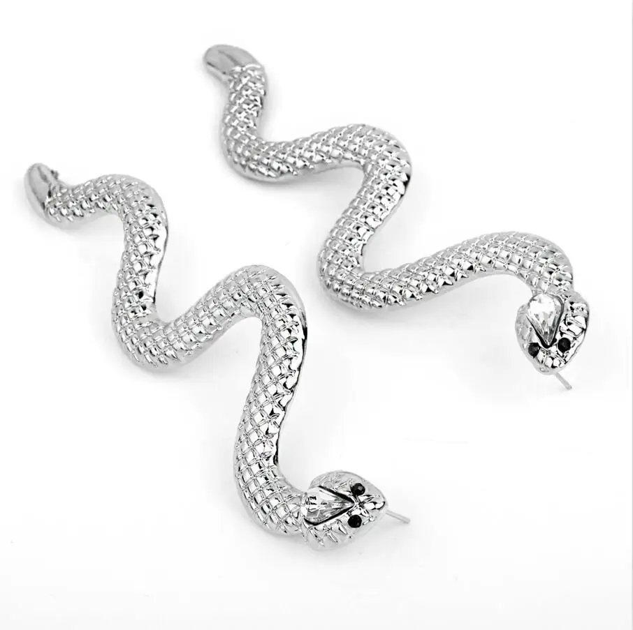 104,6 мм* 30,3 мм женские серьги в виде змеи, очаровательные длинные серьги, модные ювелирные изделия, богемные трендовые серьги-гвоздики - Окраска металла: Rhodium