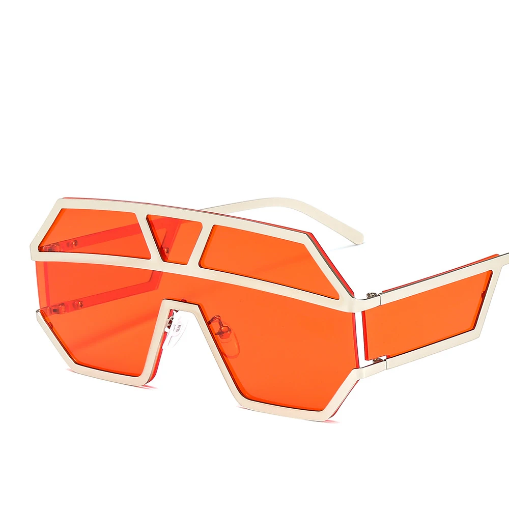 Модные роскошные солнцезащитные очки пилота для женщин, фирменный дизайн, геометрические узоры, металлические, унисекс, негабаритные солнцезащитные очки, градиентные линзы, крутые - Цвет линз: red