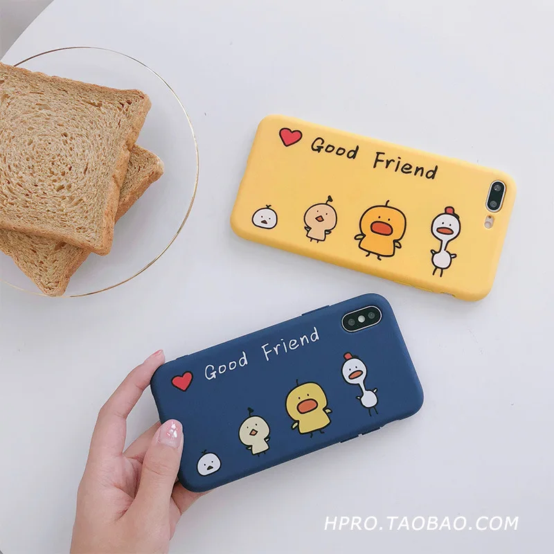 

Cartoon Chicken 6s Apple x s Max for IPhone7/8plus Women XR All-Inclusive Border Fell