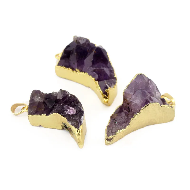 

Druzy Jewelry Fashion trendy Wedding purple Crystalnecklace for Women Rose-Color beautiful Square Shape kolye Free Shipping