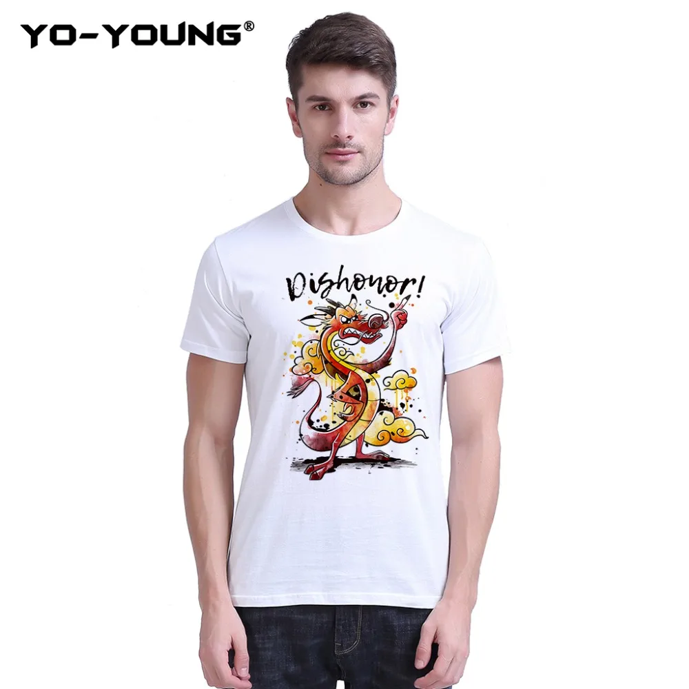 

Yo-Young Men T-Shirts Funny Cartoon Dishonor Dinosaur Digital Print 100% 180g Combed Cotton Unisex Summer Tee Tops Homme