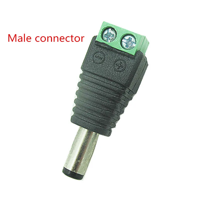 Мужской и Женский Dc мощность Plug 5,5X2,1 мм 12 В 24 в Jack адаптер разъем Cctv 5,5X2,1 - Цвет: Male