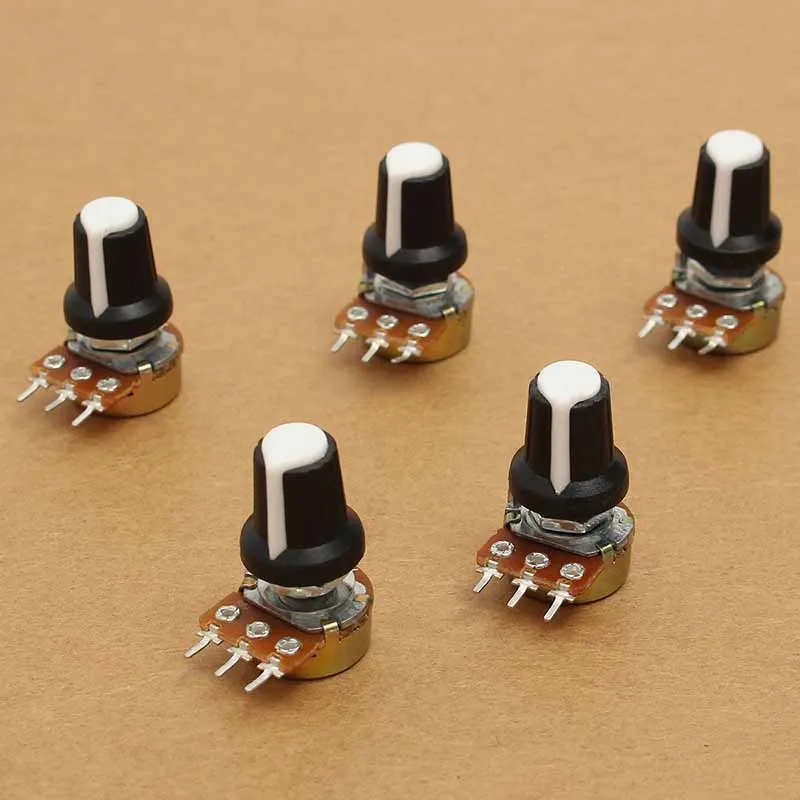 

5Pcs 10K ohm Linear Single Rotary Potentiometer 15mm Resistor Potentiometer & Knobs
