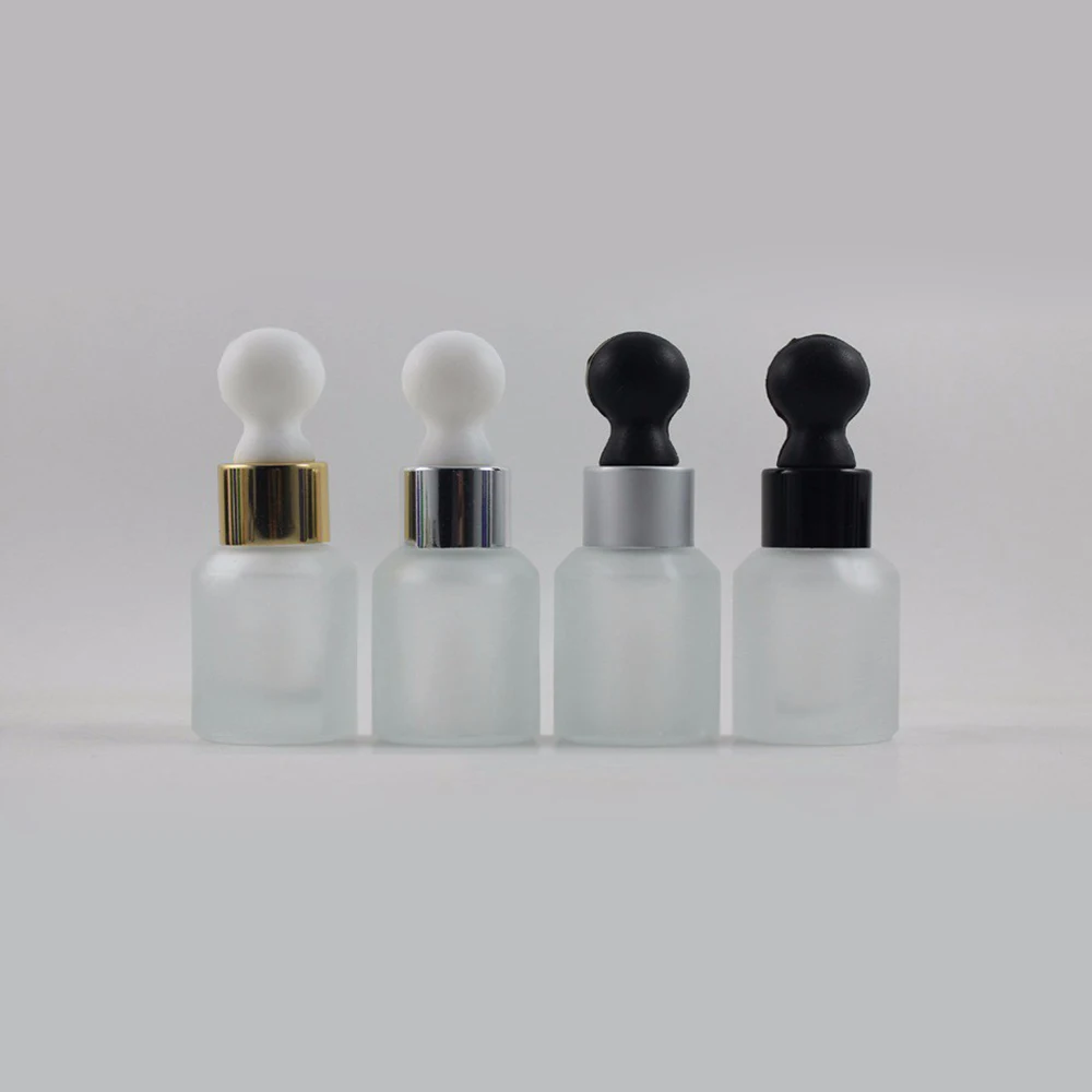 Tampa de Vidro Frasco de Óleo Essencial com Conta-gotas de Alumínio Conta-gotas de Vidro Recipiente de Óleo Claro Fosco Essencial 50 Pcs 15 ml