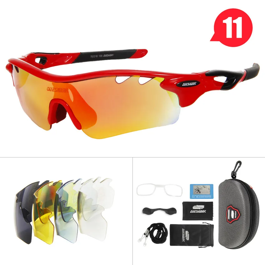 QUESHARK 5 линзы поляризованные велосипедные очки UV400 велосипедные солнцезащитные очки для походов, рыбалки, езды на велосипеде очки для близорукости рамка - Цвет: 11