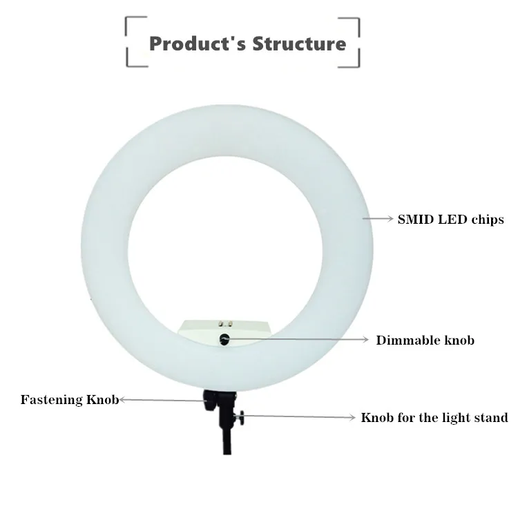Yidoblo белый FE-480II фотостудия кольцевой светильник Светодиодная лампа для освещения видео ЖК-экран дисплей теплый и холодный цвет светильник ing 96 Вт 5500 к