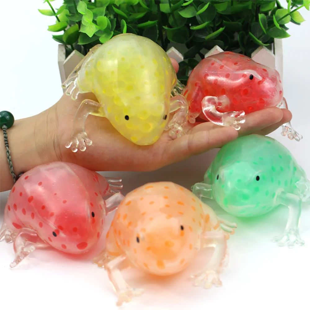 Squeeze Funny Stress Relief Toy Novelty Bead Stress Ball Sticky Squeeze Frogs Anti-Stress Autism Relief Toy For Kid Adult Gifts