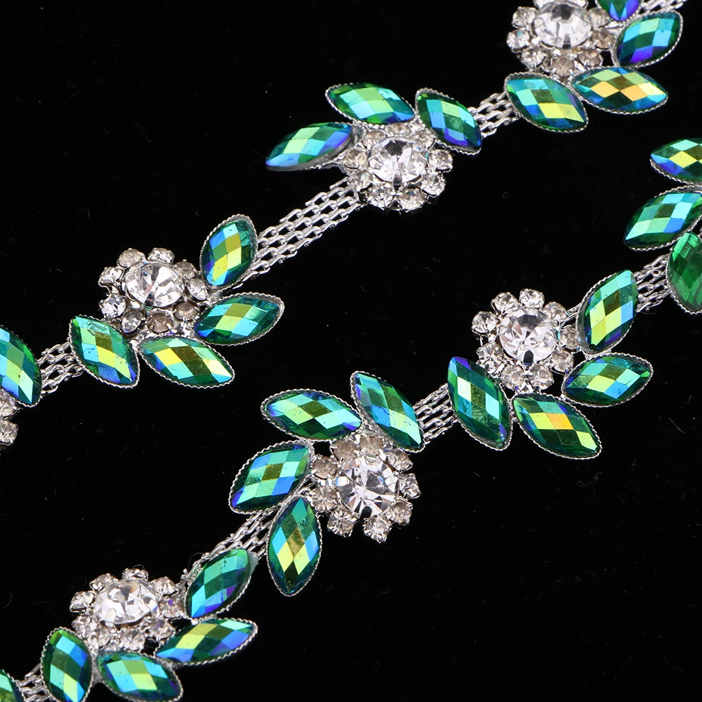 1 Yard Glass Rhinestone Chain Beaded Sew on Applique Trim DIY Sewing Crafts
