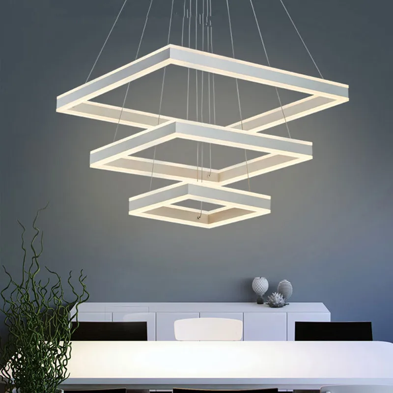 Post modern chandeliers personality minimalist rectangular acrylic led
