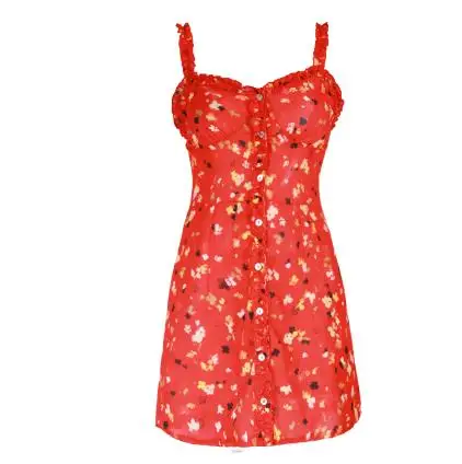 3 цвета robe femme ete элегантное винтажное платье 90s фантазийное платье в горошек с оборками платье на бретельках - Цвет: Красный