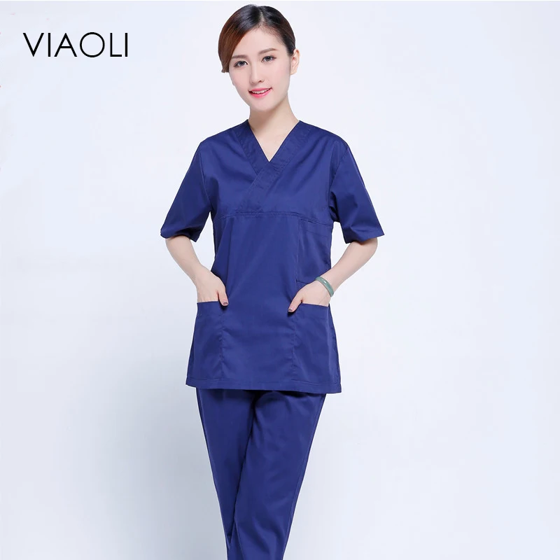 

Viaoli new Medical Scrub Sets Hospital Uniforms Doctors Scrub Suits Surgical Clothes Uniform Medical Gowns Fashion Lab Coat