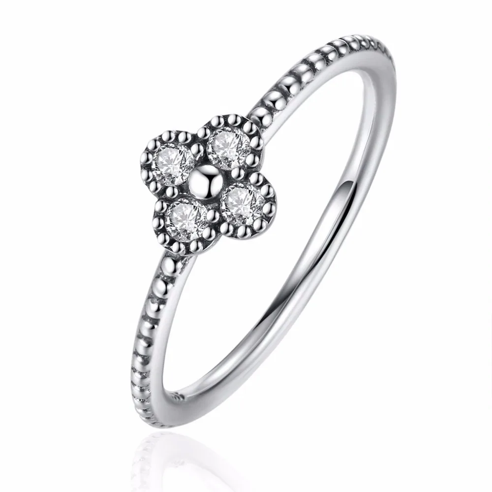 

3 Size Authentic 925 Sterling Silver Clear CZ Simple Finger Ring for Women Fashion Jewelry BAMOER