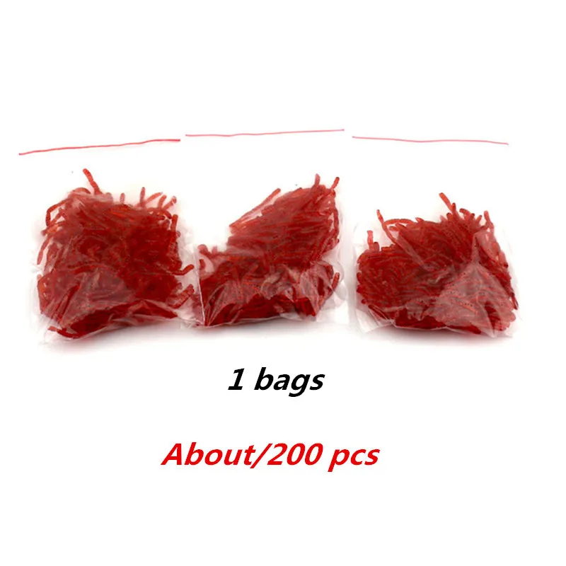 

Hot-selling 200pcs Smell red worm lures 3cm soft bait carp fishing lure set artificial fishing tackle Bloodworm Lure with Attrac