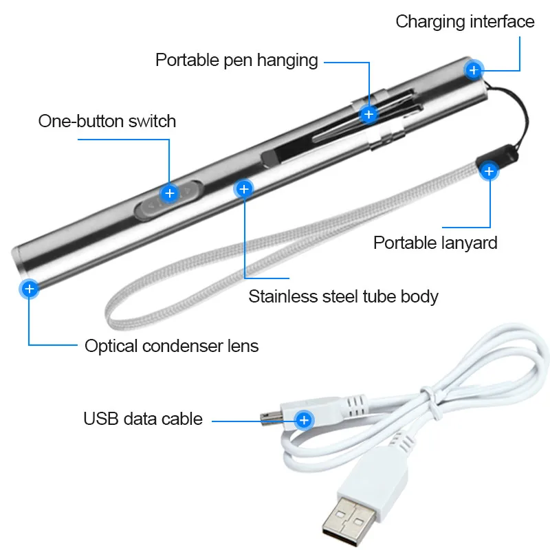 USB Перезаряжаемый светодиодный фонарик высокого качества Мощный мини светодиодный фонарь в форме Луны дизайнерский подвесной металлический зажим из нержавеющей стали