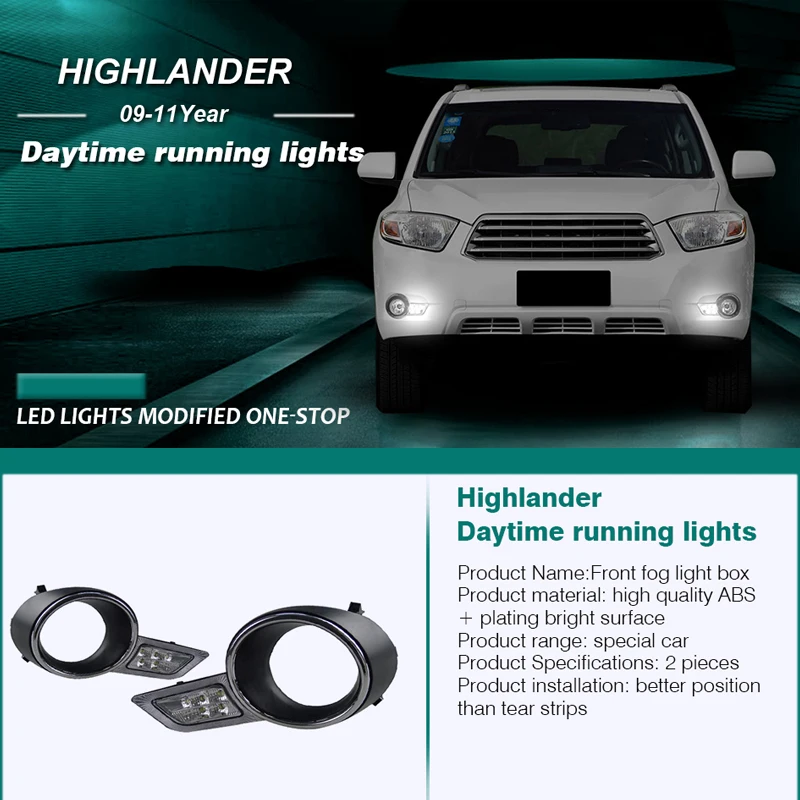 ROADOT светодиодные дневные ходовые огни ангельские глазки для Toyota Highlander 2009 2010 2011 DRL